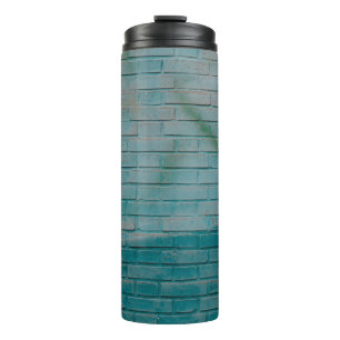 Wand aus blauem und weißem Backstein Thermosbecher