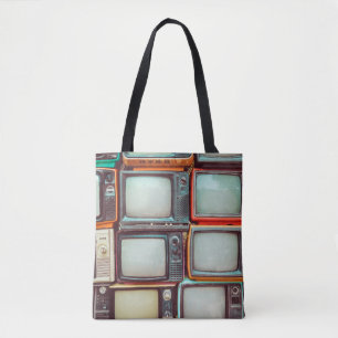 Wand aus farbenfrohen Retrofernsehern Tasche