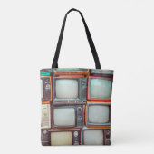 Wand aus farbenfrohen Retrofernsehern Tasche (Rückseite)