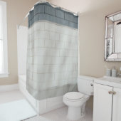 Wand aus weißem Backstein Duschvorhang (Beispiel)