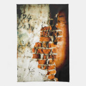 Wand aus weißem und orangefarbenem Backstein Geschirrtuch (Vertikal)