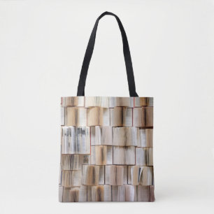 Wand der Bücher dekoriert Tasche