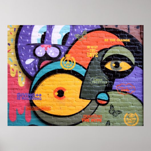 Wand Graffiti-Augen Peace and Liebe Message Poster (Vorne)