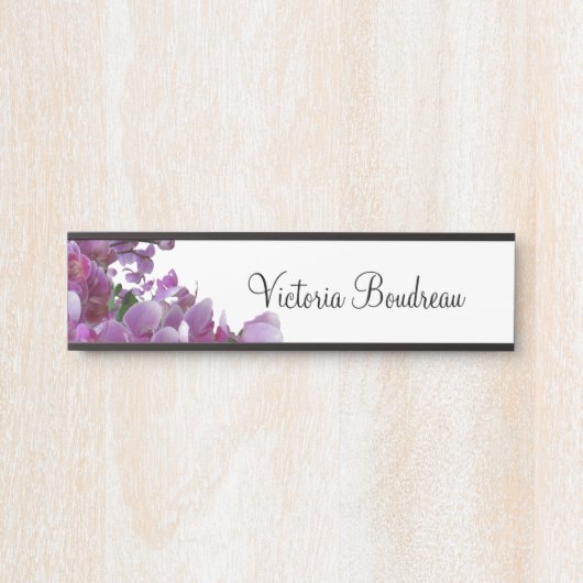 Wand-hängende Namensschild-Orchideen im lila Türschild (Vorderseite )