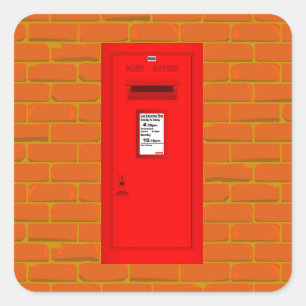 Wand montierte rote Postbox Quadratischer Aufkleber