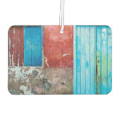 Wand, Tür und Fenster sind rot, blau und grau Autolufterfrischer (Rückseite)