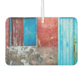 Wand, Tür und Fenster sind rot, blau und grau Autolufterfrischer (Vorderseite)