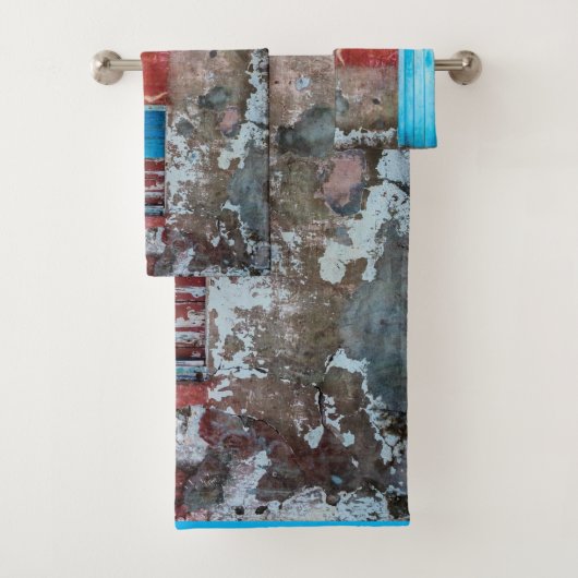 Wand, Tür und Fenster sind rot, blau und grau Badhandtuch Set (Insitu)