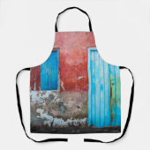 Wand, Tür und Fenster sind rot, blau und grau Schürze (Vorderseite)