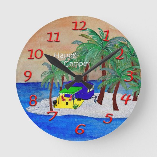 Wand-Uhr für Retro-Camper Runde Wanduhr (Vorderseite)