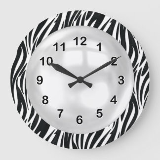 Wand-UhrSchwarz-weißer Zebra-Streifen Große Wanduhr