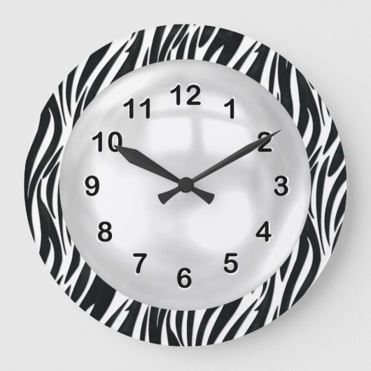 Wand-UhrSchwarz-weißer Zebra-Streifen Große Wanduhr (Vorderseite)