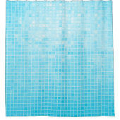 Wand- und Fußbodenfliesen aus blauer Keramik, abst Duschvorhang (Vorderseite)