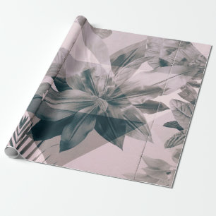 WAND UND TÜR AUS WEISSEN UND GRAUEN FLORALLEN GESCHENKPAPIER