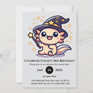 Wand-Wielding Axolotl zum Geburtstag Einladung