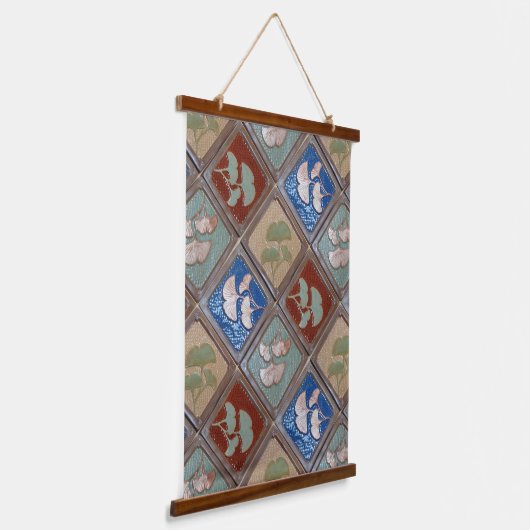 Wandaufhängung, Gingko-Blätter Wandteppich Mit Holzrahmen (Gewinkelt)