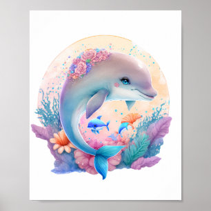Wandbild Delfin für Kinder Poster