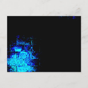 Wandbild in Blau und Schwarz. Digitale Kunst. Postkarte