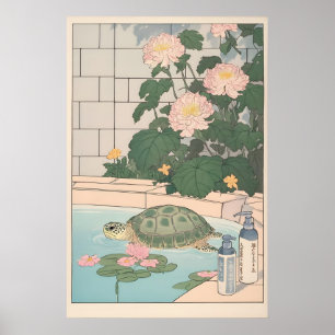 Wandbild Meeresschildkröte Badezimmer Ukiyo-e japa Poster