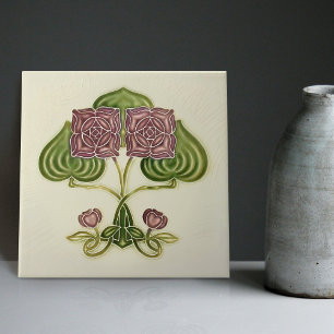 Wanddekoration Art Nouveau Vintage Antik Peranakan Fliese