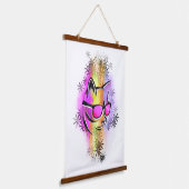 Wanddekoration Katzenfarbene Sonnenbrille Wandteppich Mit Holzrahmen (Gewinkelt)