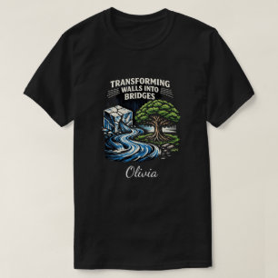 Wände in Brücken verwandeln Holzschnitt T-Shirt