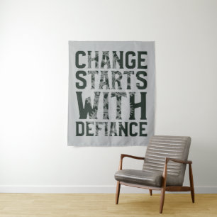 Wandel beginnt mit dem Defiance-Teppich Wandteppich