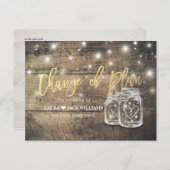 WANDEL DER PLAN WEDDING POSTPONEMENT MASON JAR WOO ANKÜNDIGUNGSPOSTKARTE (Vorne/Hinten)