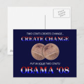 Wandel mit Obama schaffen Postkarte (Vorne/Hinten)