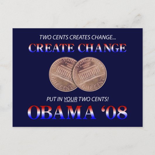 Wandel mit Obama schaffen Postkarte (Vorderseite)