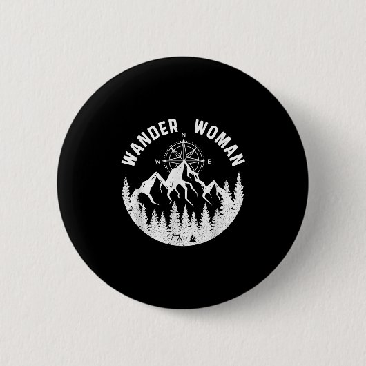 Wander Frau Wandern Abenteuer Camping Frauen Straß Button (Vorderseite)