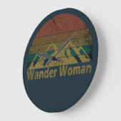 Wander Frau Wandern Camping Vintage Große Wanduhr (Winkel)