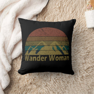 Wander Frau Wandern Camping Vintage Kissen