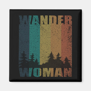 Wander Frau Wandern Camping Vintage Magnet