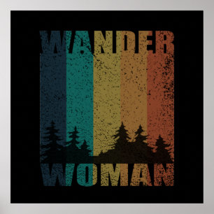 Wander Frau Wandern Camping Vintage Poster