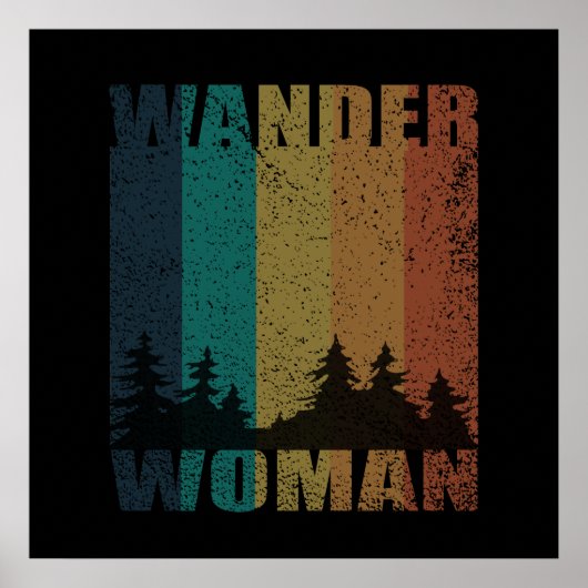 Wander Frau Wandern Camping Vintage Poster (Vorne)
