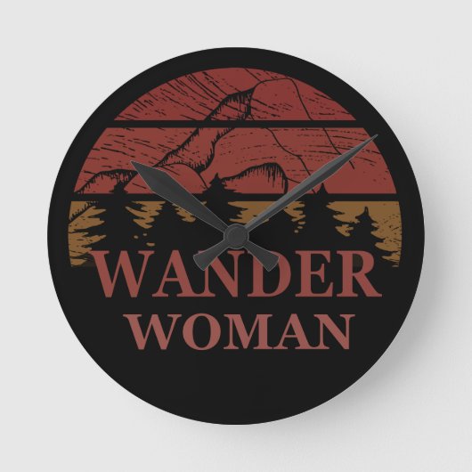 Wander Frau Wandern Runde Wanduhr (Vorderseite)