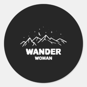 Wander Frau Wandern Wandern Bergsteigen  Runder Aufkleber