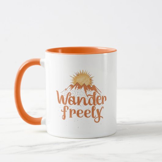 Wander Freely Nature Travel Hiking Quote Tasse (Links)