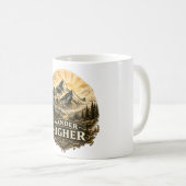 Wander Higher Mountain-Abenteuer Vintage Kaffeetasse (VorderseiteRechts)