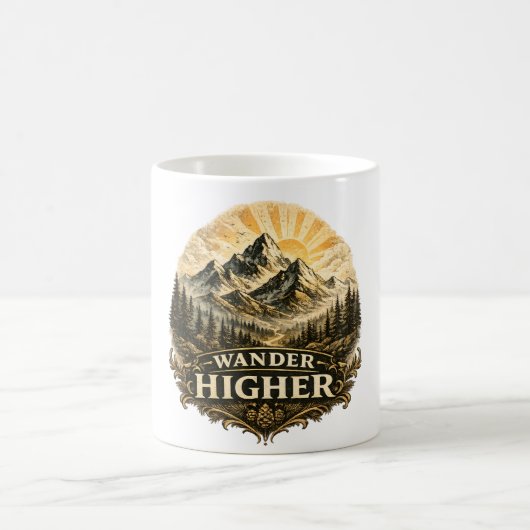 Wander Higher Mountain-Abenteuer Vintage Kaffeetasse (Mittel)