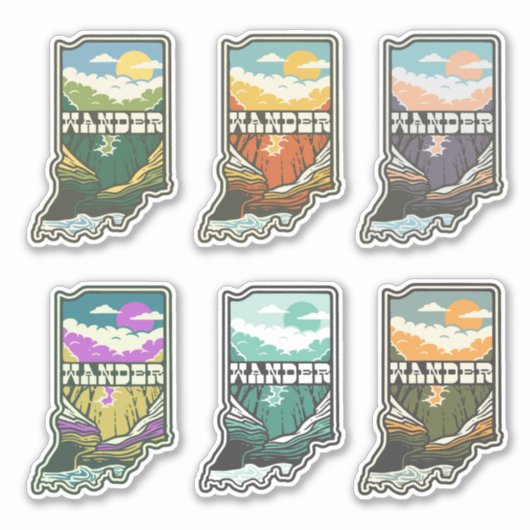 Wander Indiana Vinyl Sticker Sheet (Vorderseite)