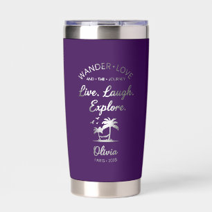 Wander Liebe, Live Laugh Explore, Lila Isoliert Thermobecher
