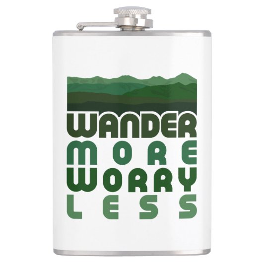 Wander mehr Besorgnis weniger Flachmann (Vorderseite)