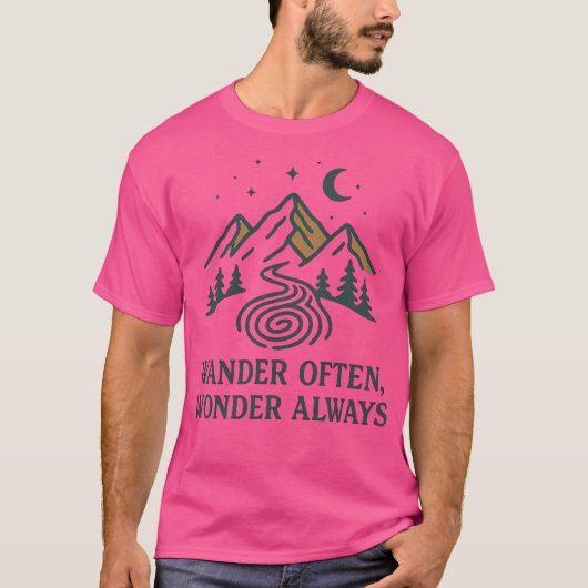 Wander oft fragen sich immer Minimalistischen Berg T-Shirt (Vorderseite)