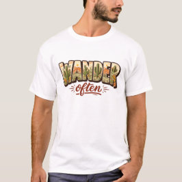 Wander Often Desert Mountain Scene Typography T-Shirt