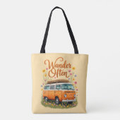 Wander Often - Retro Camper Van Floral Tasche (Rückseite)