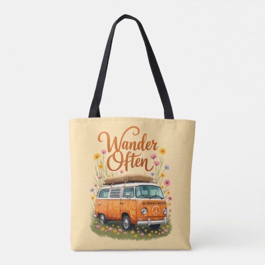 Wander Often - Retro Camper Van Floral Tasche (Rückseite)