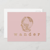 Wander Reiseangebot und Globe in Blush and Gold  Postkarte (Vorne/Hinten)