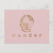 Wander Reiseangebot und Globe in Blush and Gold  Postkarte (Vorderseite)